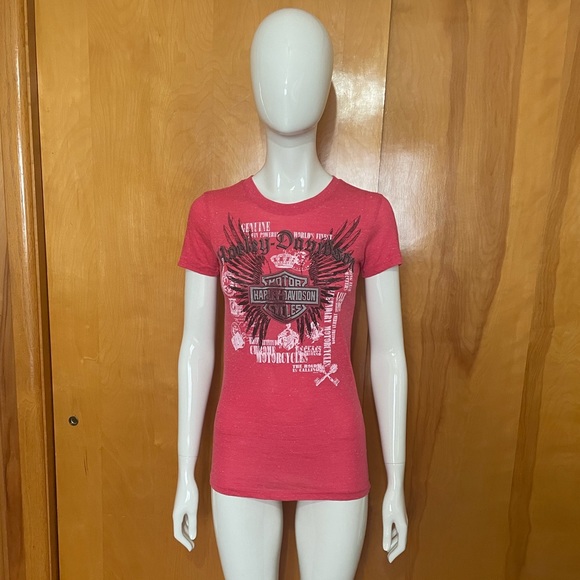 Harley-Davidson Tops - Rare Harley Davidson Mancuso Houston Texas Shirt Size Medium Red